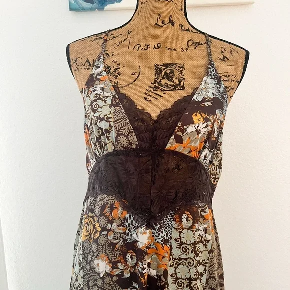Free People Brown Floral Lace Slip Dress - Picture 2 of 12